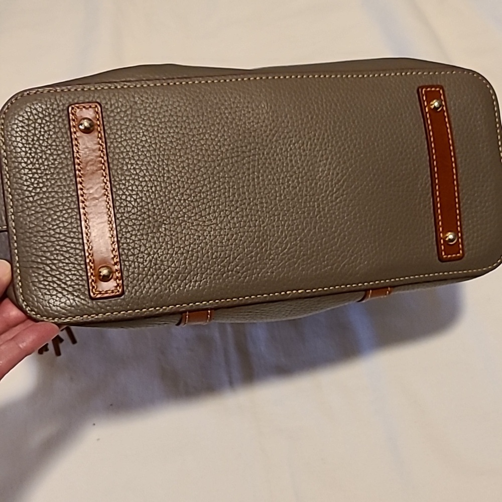 Dooney & Bourke Aubrey Satchel Purse Grey Brown Leather Bag Pebbled - Picture 6 of 16